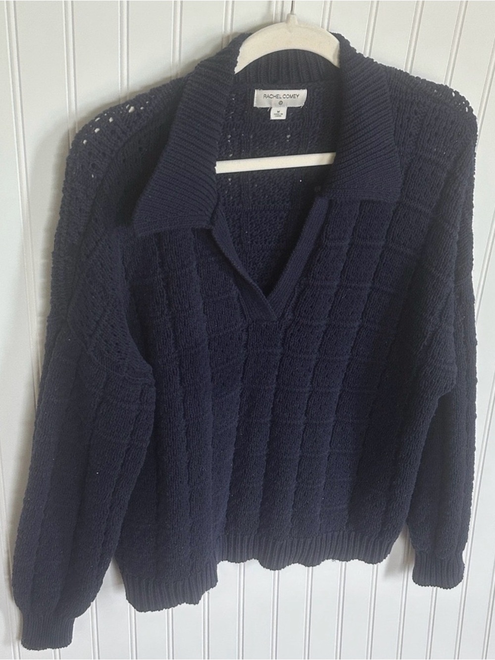 Rachel Comey Navy Collared Knit Sweater, Preppy